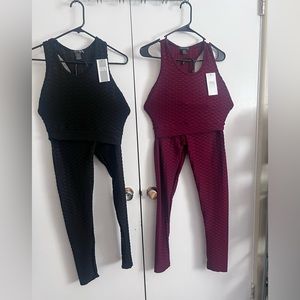2 piece flexible work out fit with crop shirt and joggers